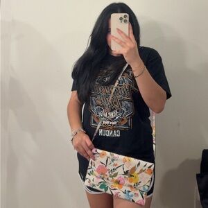 White and pink floral crossbody